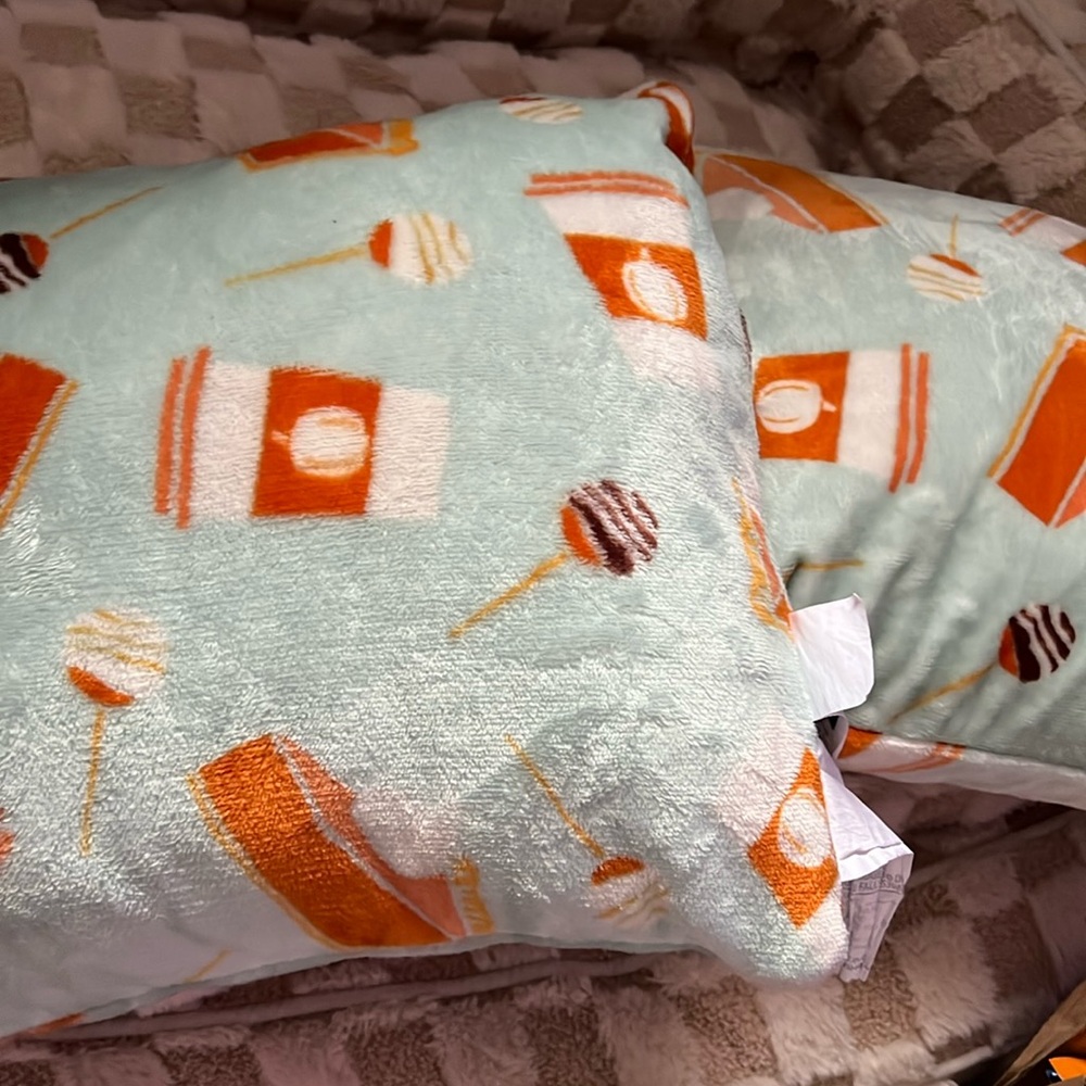 Two 16” by 16” Pumpkin Pillows